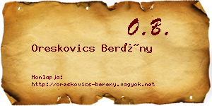Oreskovics Berény névjegykártya